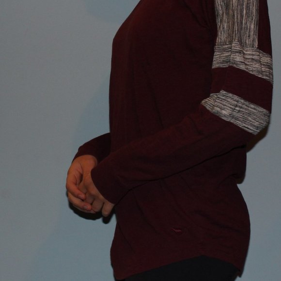 Maroon and Heather Grey Oversized Baseball T-Shirt - Picture 4 of 6